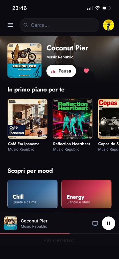 Music Republic su iPhone: catalogo e mood