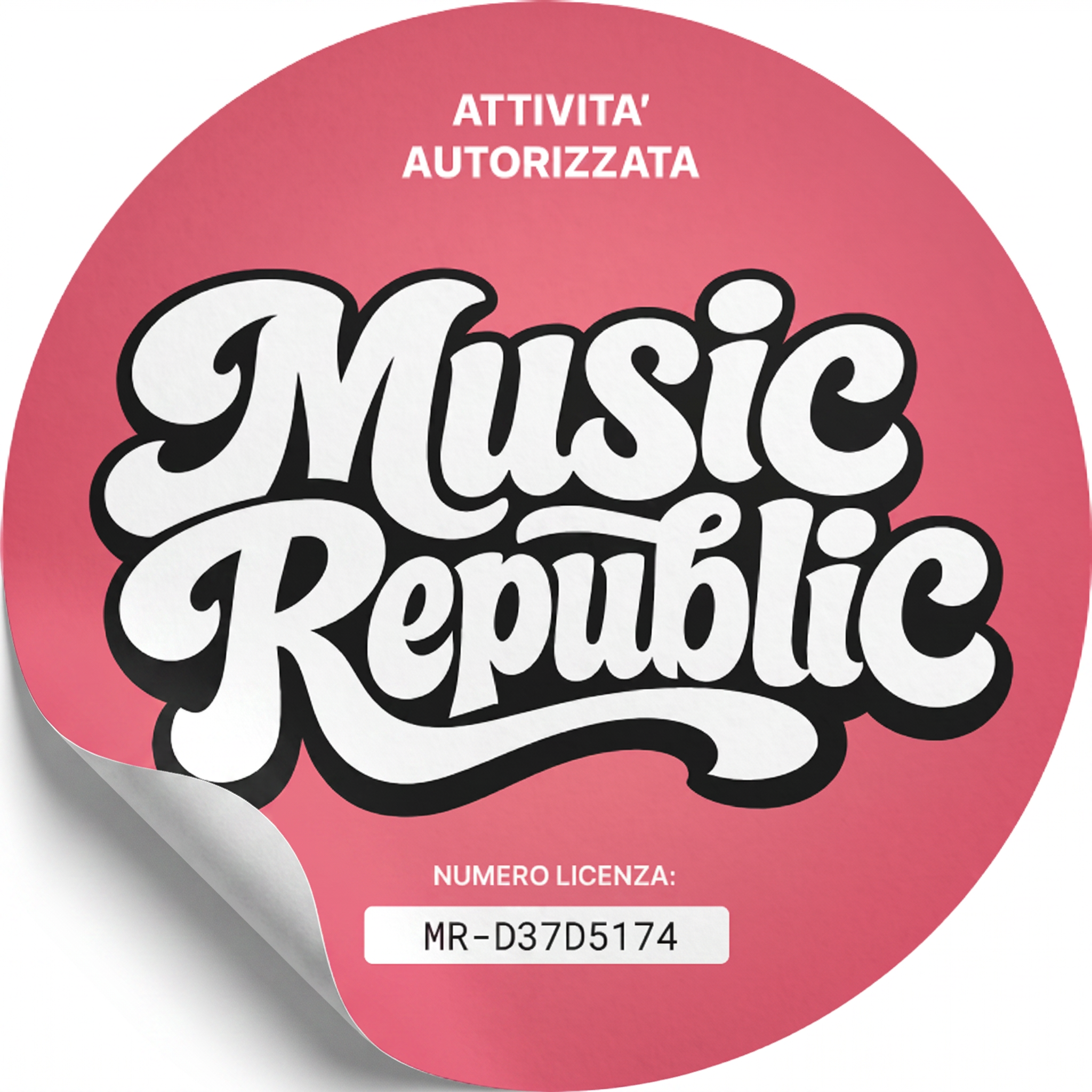 Adesivo Music Republic — Attività autorizzata